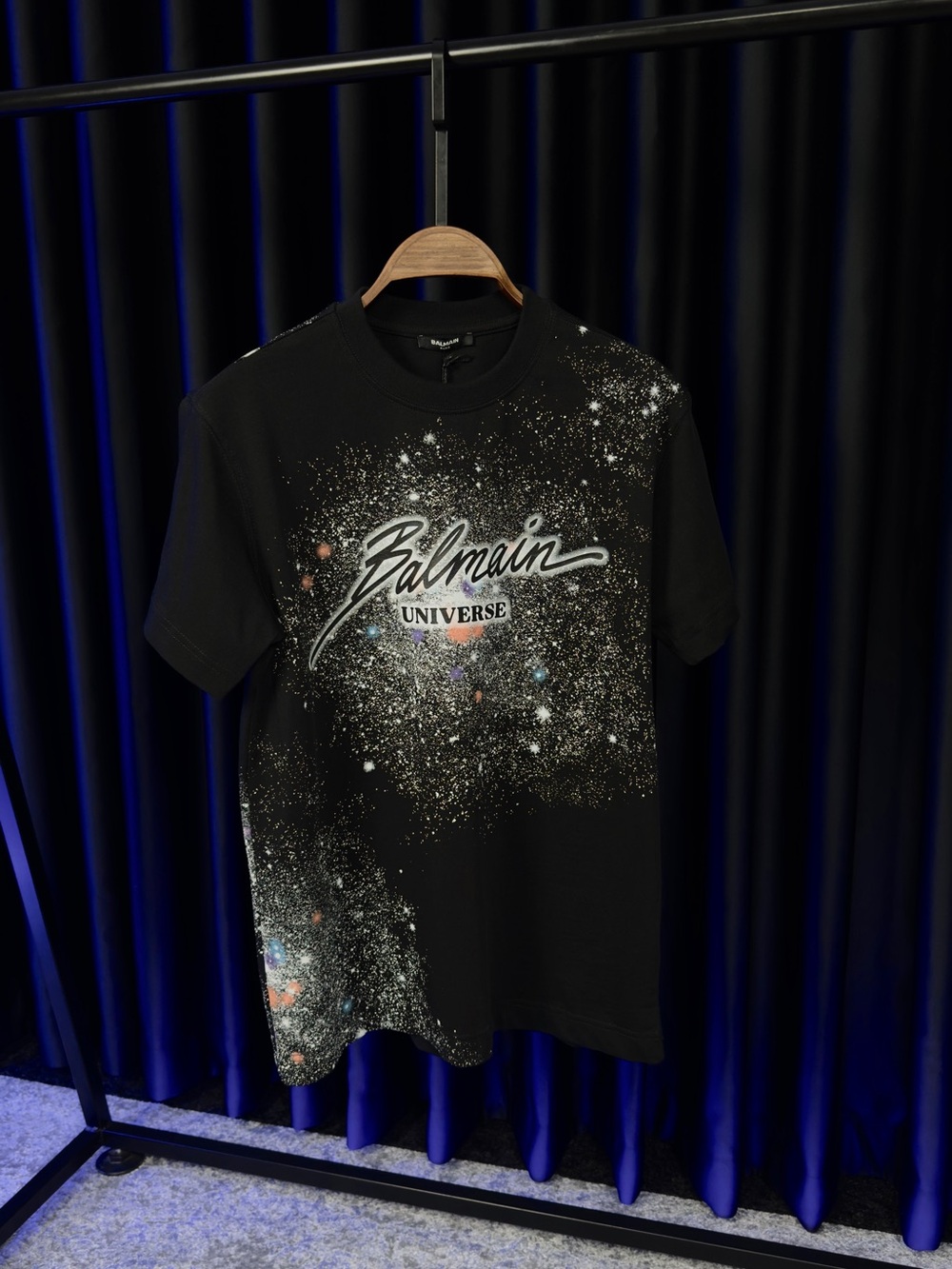 Balmain Black Galaxy Logo Tee - Men's Short Sleeve